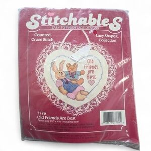 Vintage 1998 Stitchables Cross Stitch Craft Kit Old Friends Are Best Friend Gift